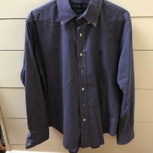 Ralph Lauren navy and white check button down